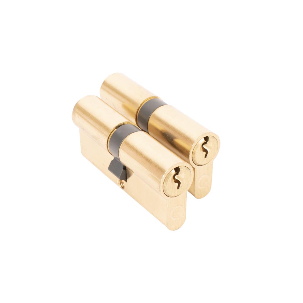 6 Pin Euro Double Cylinder (Keyed Alike Pair) - Brass - 35/35